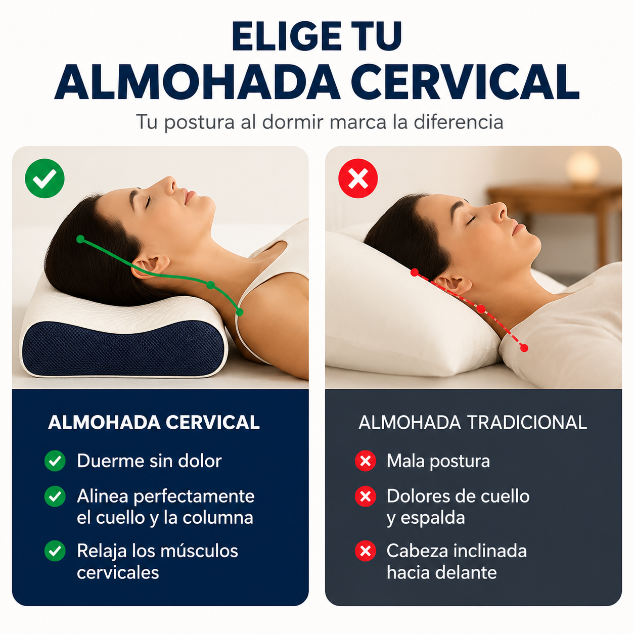 PAGA 1 y LLEVASE 4 - Almohada CerviLux™ - Redescubre el placer de despertar sin dolores