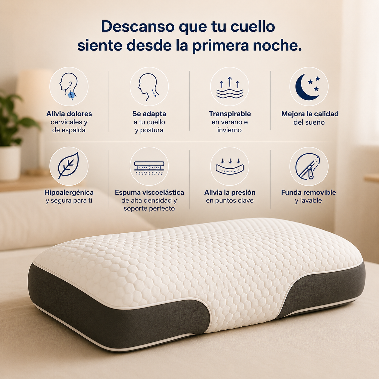PAGA 1 y LLEVASE 4 - Almohada CerviLux™ - Redescubre el placer de despertar sin dolores
